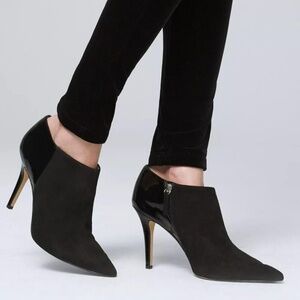 White House Black Market Suede & Patent Booties Black SZ 7